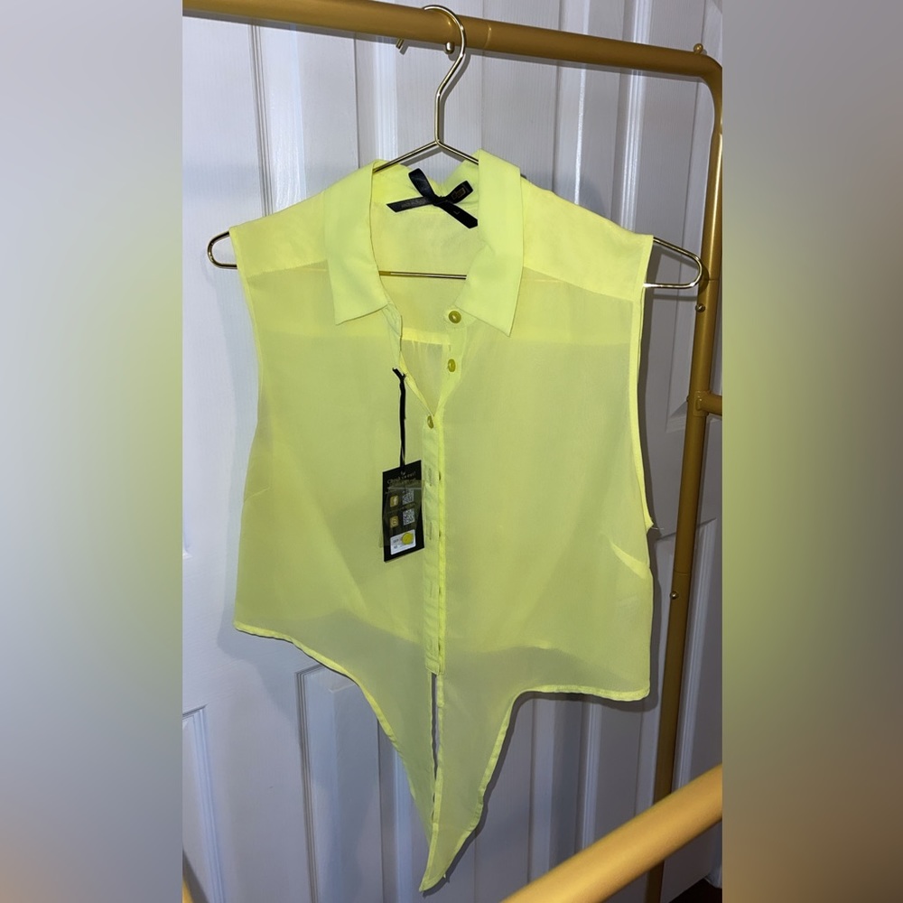 Neon button down blouse
